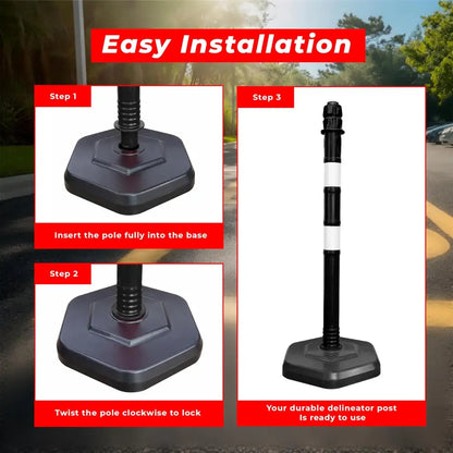 Reflective Delineator Post 100CM Black Set with Chain