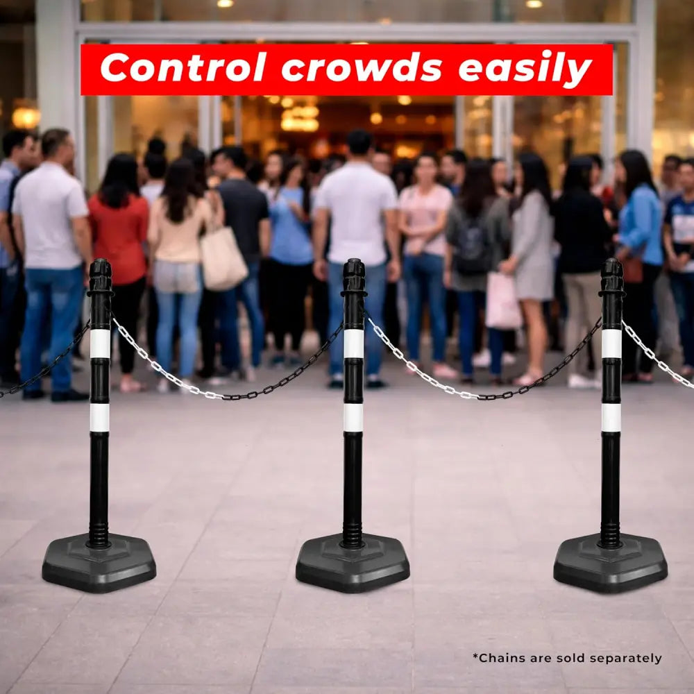 Reflective Delineator Post 100CM Black Set with Chain