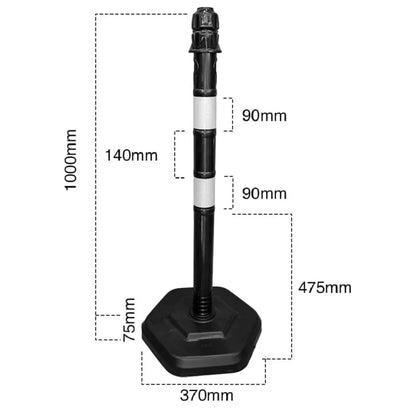 Portable Warning Post Black with PPC Weighted Base - 100 CM