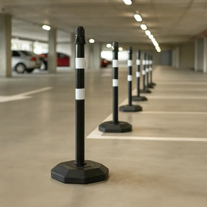 Portable Warning Post Black with PPC Weighted Base - 100 CM