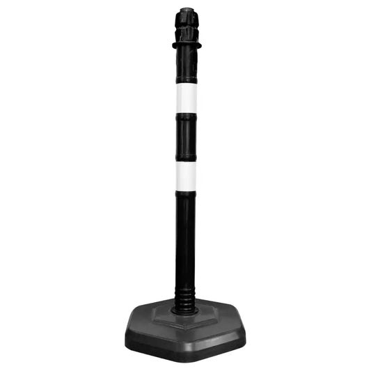 Portable Warning Post Black with PPC Weighted Base - 100 CM