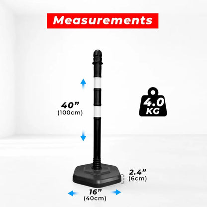 Reflective Delineator Post 100CM Black Set with Chain