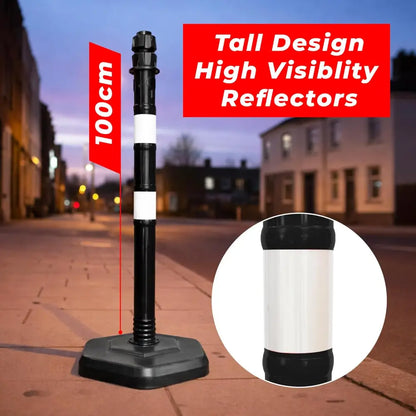 Reflective Delineator Post 100CM Black Set with Chain