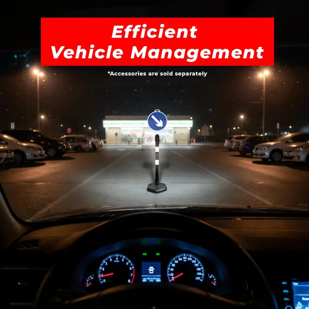 Reflective Delineator Post 100CM Black Set with Chain