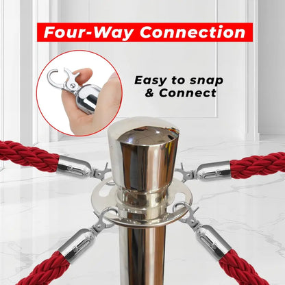 Premium Silver Crowd Control Stanchions 100 CM with Red Twisted Rope 1.5 M