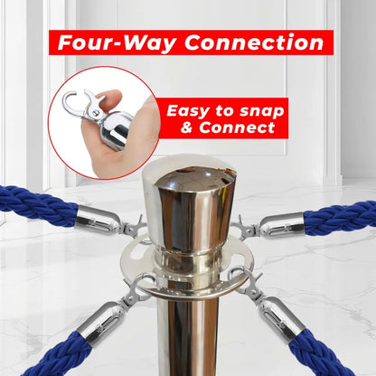 Silver Crowd Control Stanchions 100 CM with Blue Twisted Rope 1.5 M