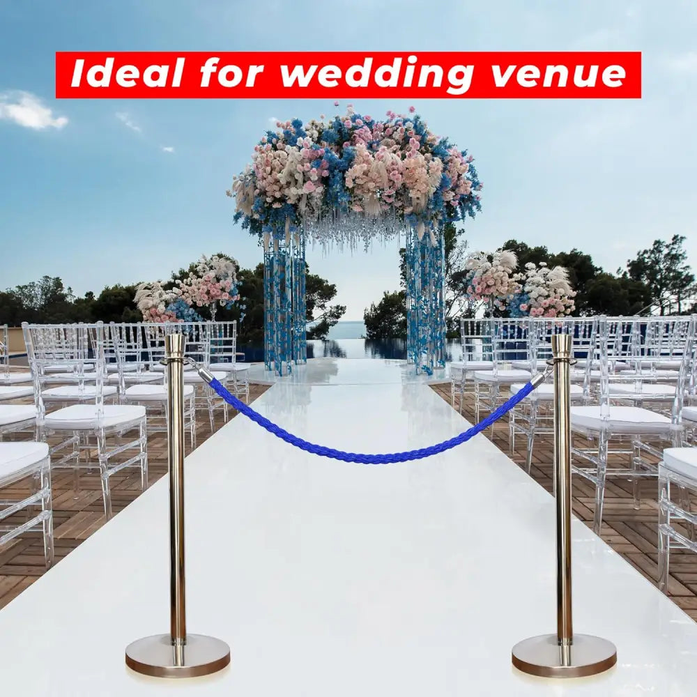 Silver Crowd Control Stanchions 100 CM with Blue Twisted Rope 1.5 M