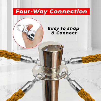 Premium Silver Queue Stanchions 100 CM with Gold Twisted Rope 1.5 M