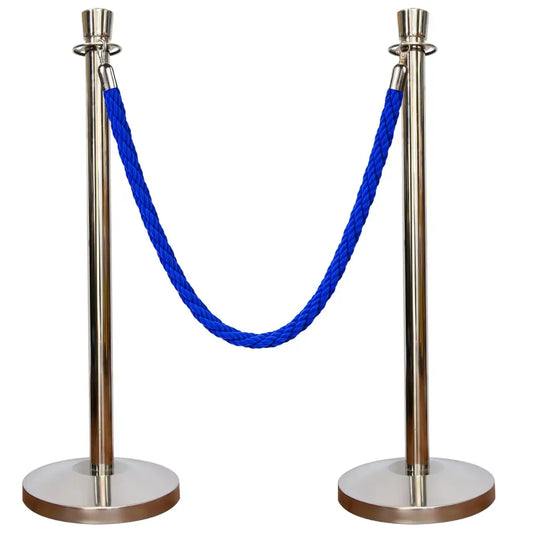 Silver Crowd Control Stanchions 100 CM with Blue Twisted Rope 1.5 M