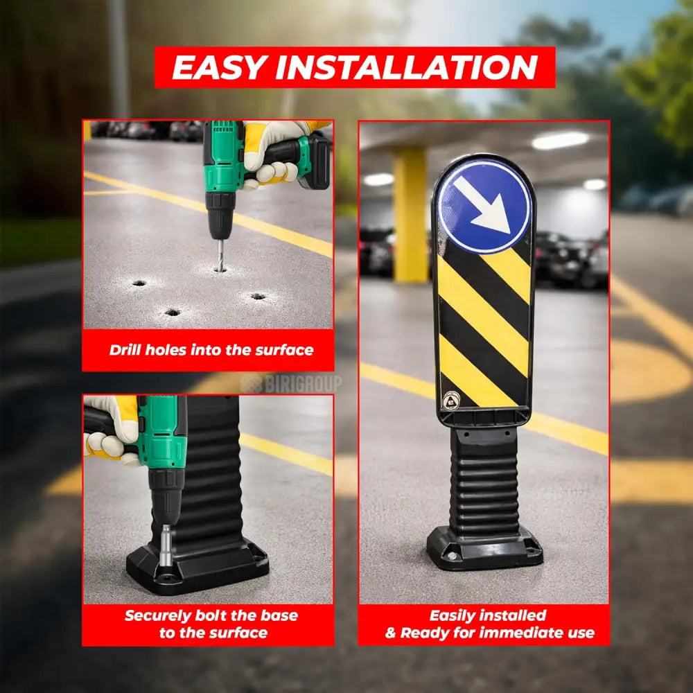 Refuge Delineator Black Flexible Road Safety Post - 90CM