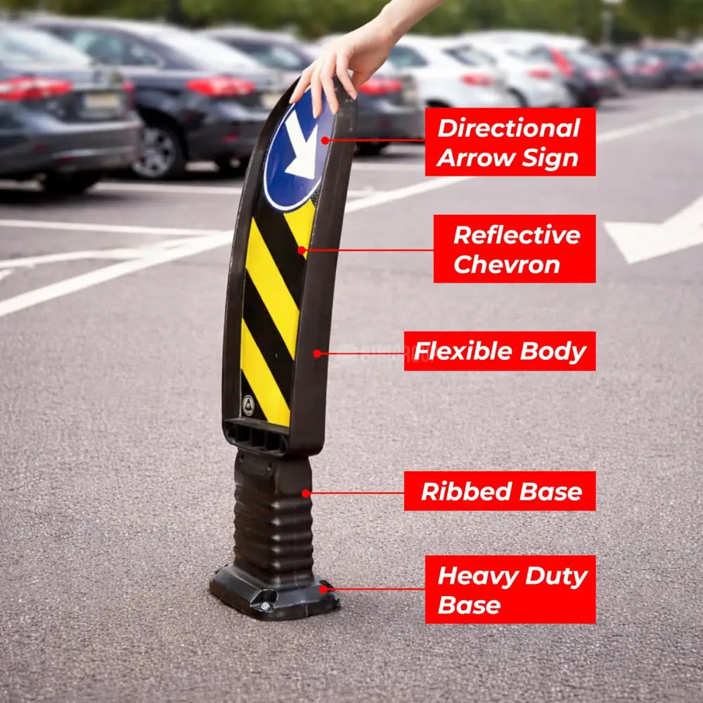 Refuge Delineator Black Flexible Road Safety Post - 90CM