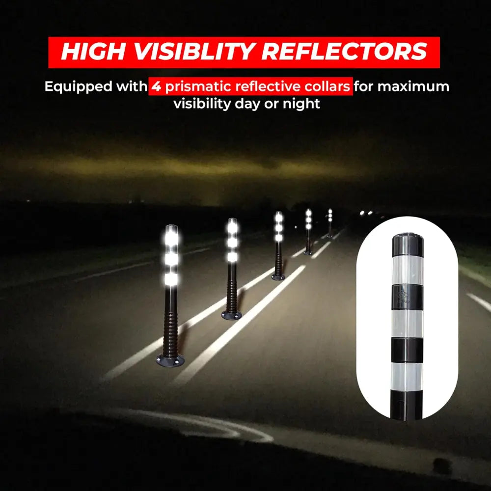 Reflective Flexible PU Delineator Post Black - 75CM