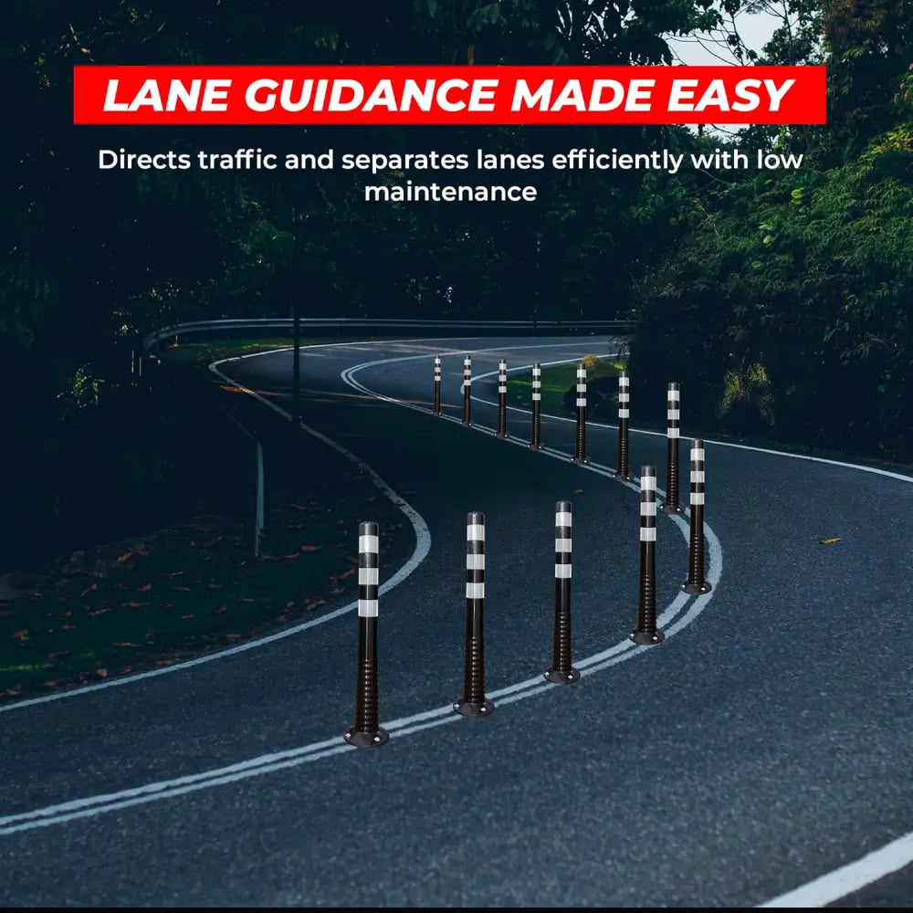 Reflective Flexible PU Delineator Post Black - 75CM