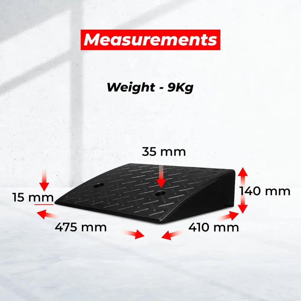Rubber Heavy Duty Wheel Curb Ramp - Black