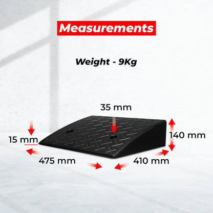 Rubber Heavy Duty Wheel Curb Ramp - Black