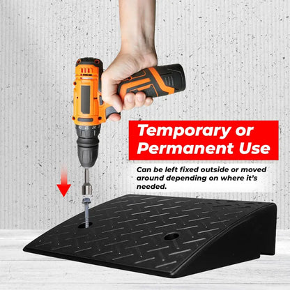 Rubber Heavy Duty Wheel Curb Ramp - Black