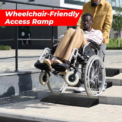 Rubber Heavy Duty Wheel Curb Ramp - Black