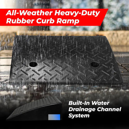 Rubber Heavy Duty Wheel Curb Ramp - Black