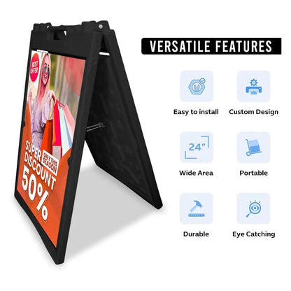 Sign Board A-Frame Double-Sided Folding Display Stand - Black
