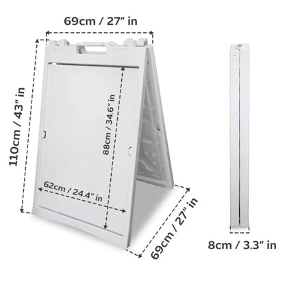 Sign Board A-Frame Double-Sided Folding Display Stand - White