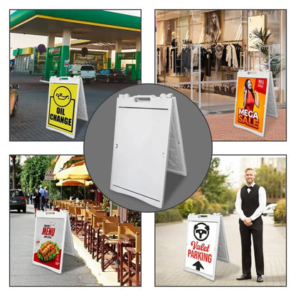 Sign Board A-Frame Double-Sided Folding Display Stand - White