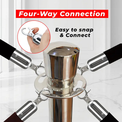 Silver Crowd Control Stanchions 100 CM with Black Velvet Rope 1.5 M