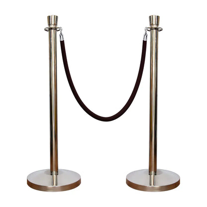 Silver Crowd Control Stanchions 100 CM with Black Velvet Rope 1.5 M