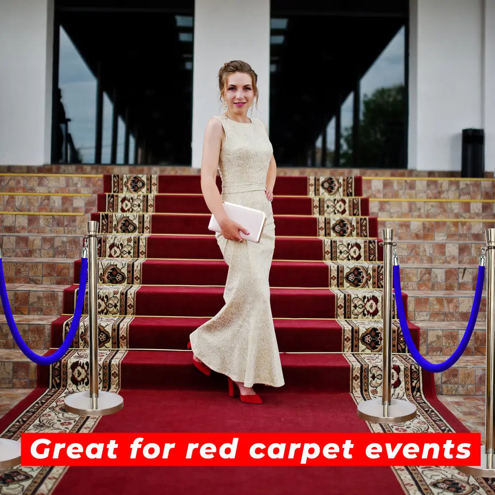 Silver Crowd Control Stanchions 100 CM with Blue Velvet Rope 1.5 M
