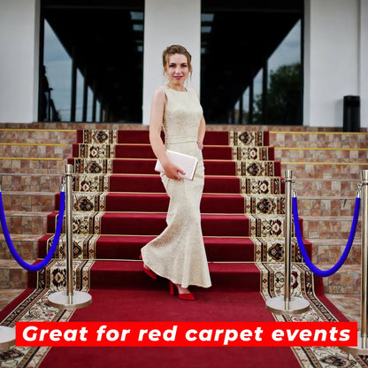 Silver Crowd Control Stanchions 100 CM with Blue Velvet Rope 1.5 M
