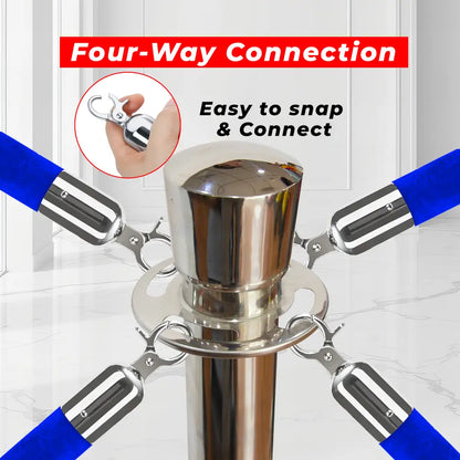 Silver Crowd Control Stanchions 100 CM with Blue Velvet Rope 1.5 M