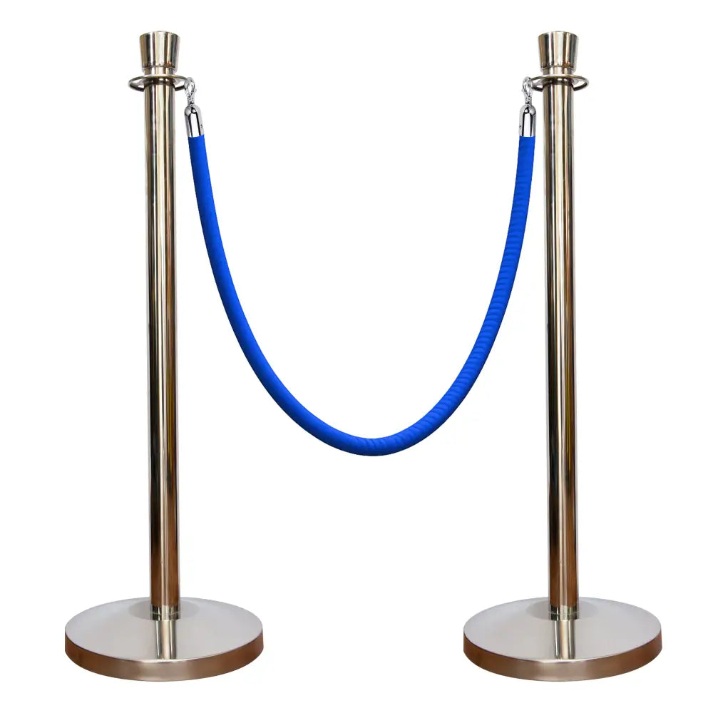 Silver Crowd Control Stanchions 100 CM with Blue Velvet Rope 1.5 M