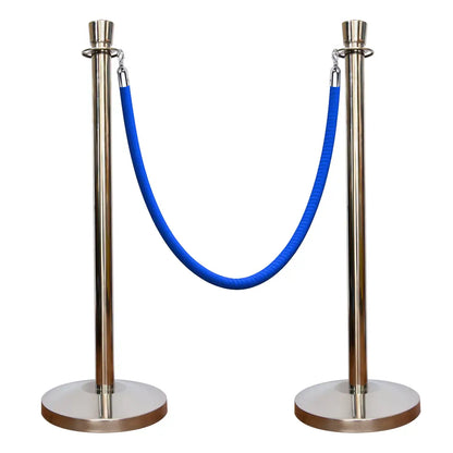 Silver Crowd Control Stanchions 100 CM with Blue Velvet Rope 1.5 M