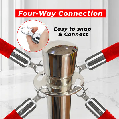 Silver Crowd Control Stanchions 100 CM with Red Velvet Rope 1.5 M