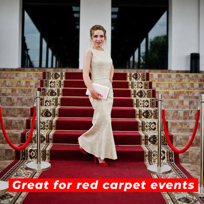 Silver Crowd Control Stanchions 100 CM with Red Velvet Rope 1.5 M