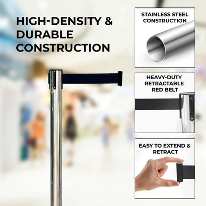 Stainless Steel  Crowd Control Barrier with Black Belt 2M