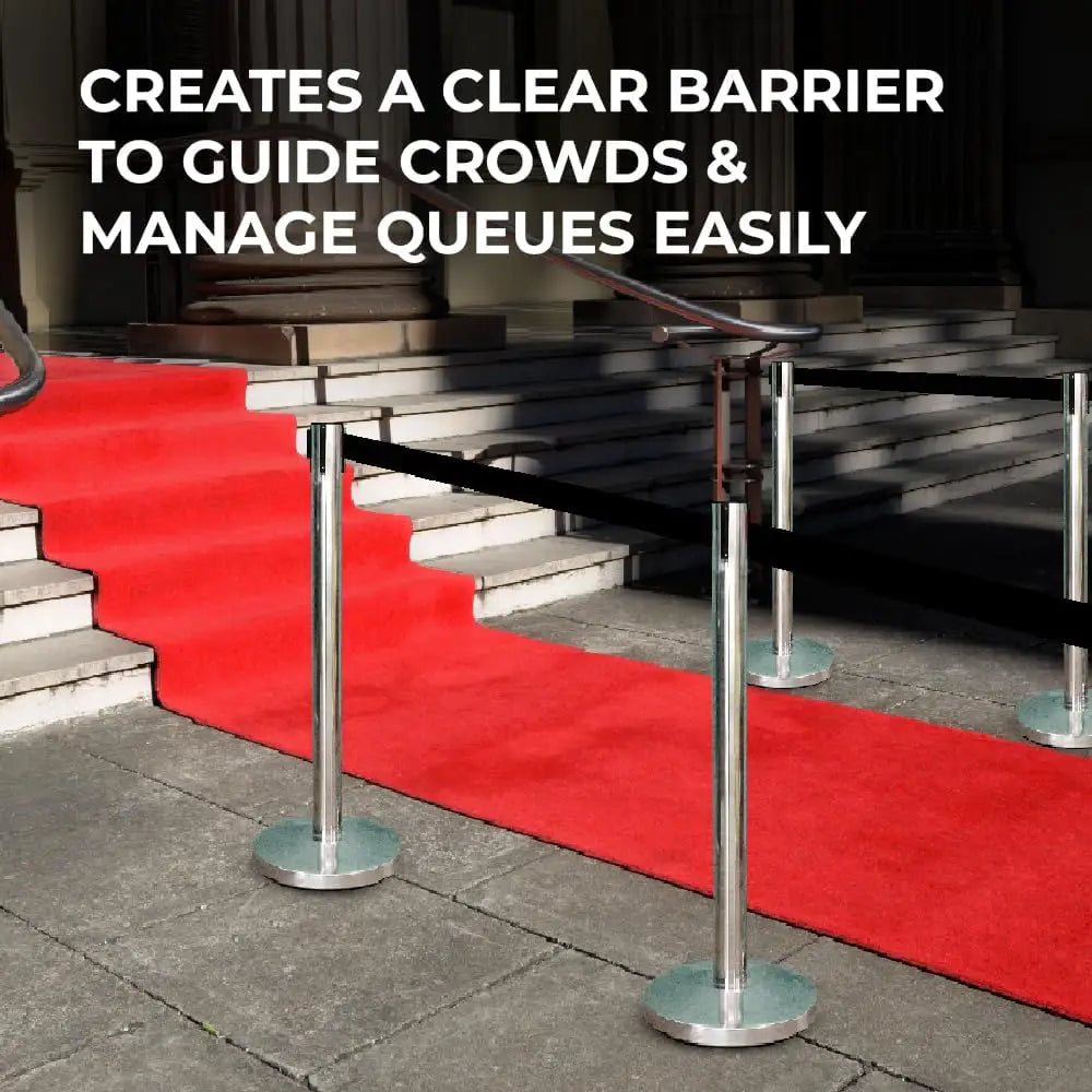 Stainless Steel  Crowd Control Barrier with Black Belt 2M