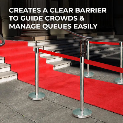 Stainless Steel  Crowd Control Barrier with Red Belt 2M