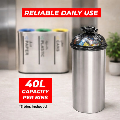 Stainless Steel Trash Box 3 Compartment – Waste Separation Bin