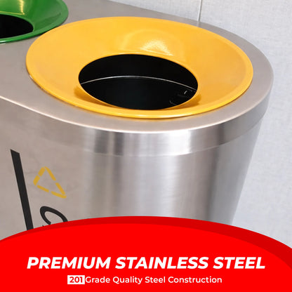 Stainless Steel Trash Box 3 Compartment – Waste Separation Bin