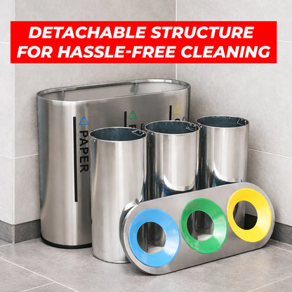 Stainless Steel Trash Box 3 Compartment – Waste Separation Bin