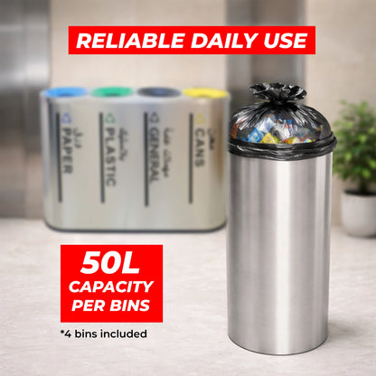 Stainless Steel Trash Box – 4 Section Waste Separator