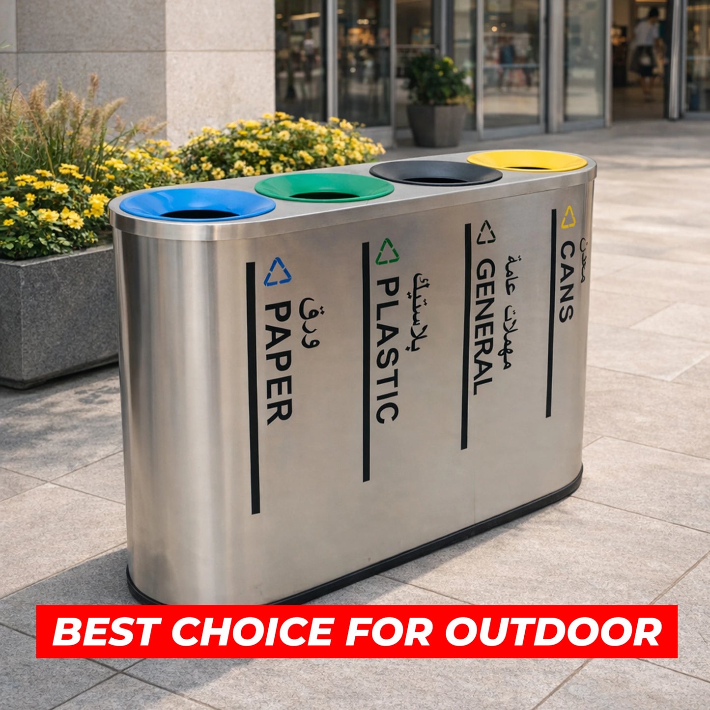 Stainless Steel Trash Box – 4 Section Waste Separator