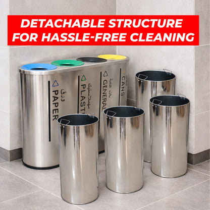 Stainless Steel Trash Box – 4 Section Waste Separator