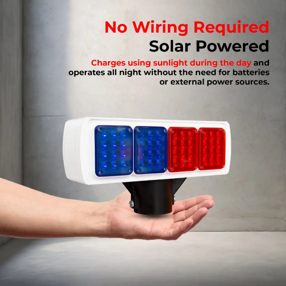 Solar LED Double-Sided Strobe Warning Light 37CM - Blue & Red 96 LED Light