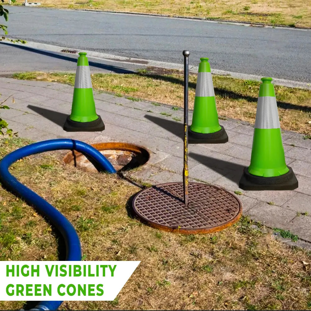 Traffic Safety Cone with Reflective Collar & PE Base 75CM - Green