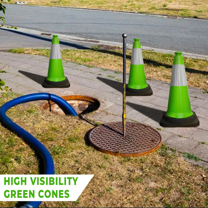 Traffic Safety Cone with Reflective Collar & PE Base 75CM - Green