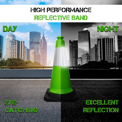 Traffic Safety Cone with Reflective Collar & PE Base 75CM - Green