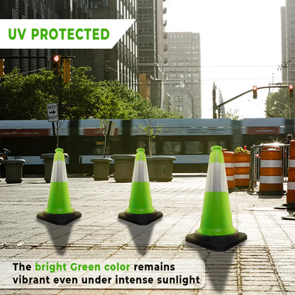 Traffic Safety Cone with Reflective Collar & PE Base 75CM - Green