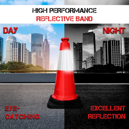 Traffic Safety Cone with Reflective Collar & PE Base 75CM - Red