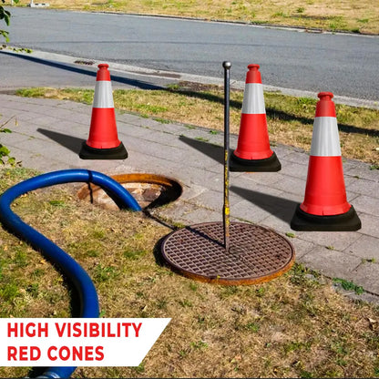 Traffic Safety Cone with Reflective Collar & PE Base 75CM - Red